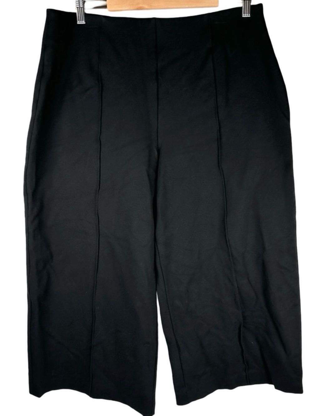 Spanx Style 20947Q Perfect Fit Ponte Cropped Wide-Leg Black Pants Plus Size 1X